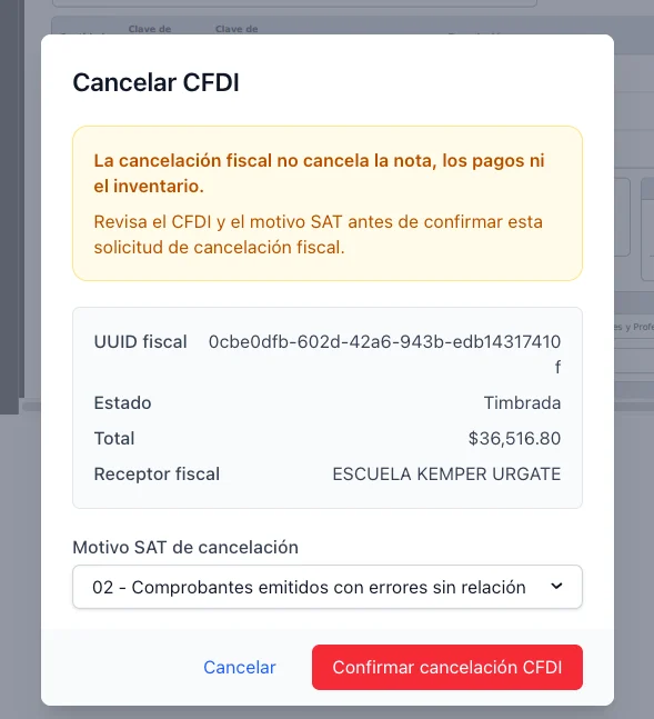 Cancel with the reason the SAT expects