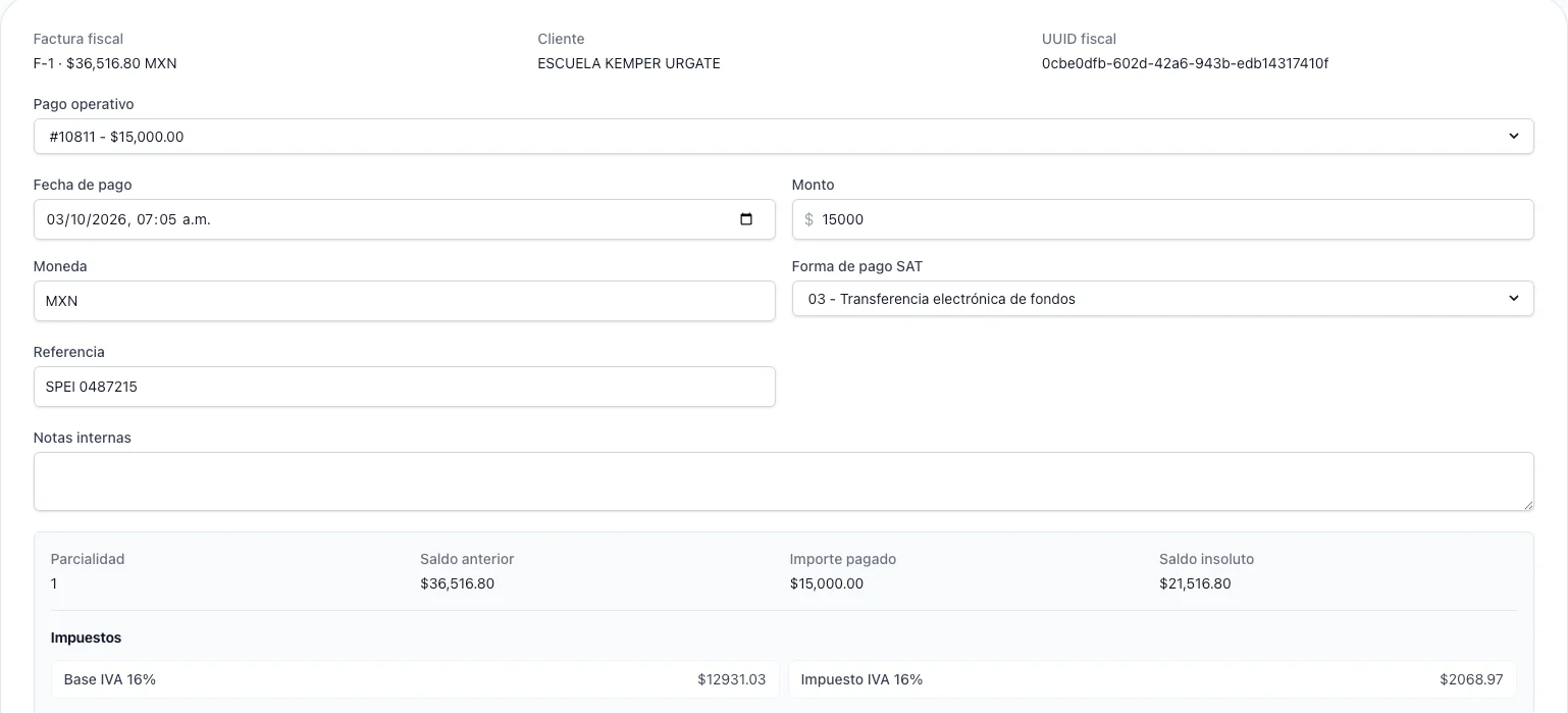 Report the payments of a deferred invoice