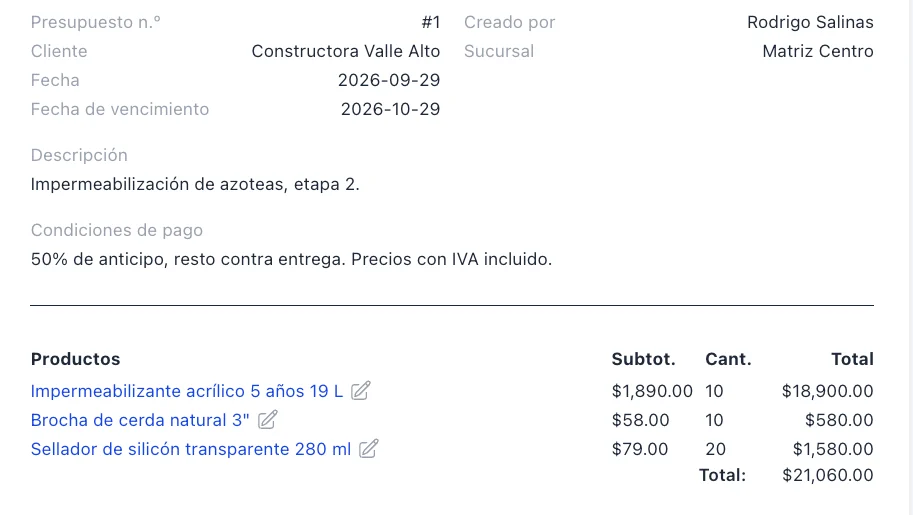 Envía una propuesta con precio en minutos