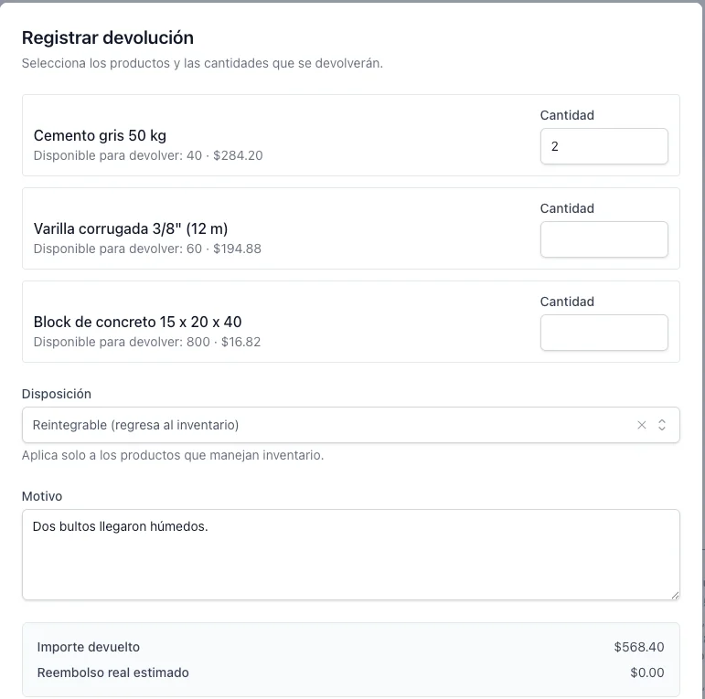 Corregir una venta después de que se haya finalizado
